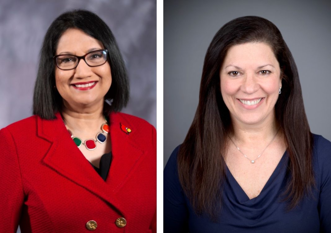 Bendapudi_Boland_2020 UofL President Neeli Bendapudi and UofL Pediatrics Chair Kimberly Boland