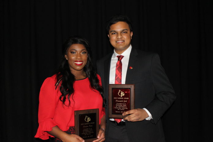 UofL seniors Kendra Ford and Praneeth Goli are this year's Cardinal Awards winners.