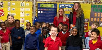 80 UofL student-athletes participated in Read Across America week to promote children's literacy.
