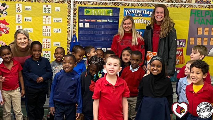 80 UofL student-athletes participated in Read Across America week to promote children's literacy.