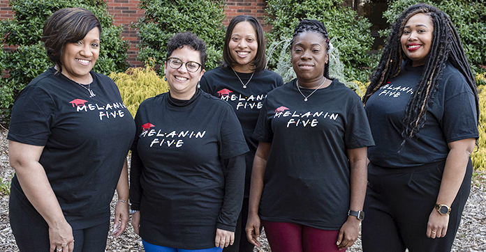 The five doctoral students, who refer to themselves as the Melanin 5, are the largest doctoral cohort in the College Student Personnel program.