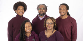 UofL spring graduate Front row, L to R: Azariah and La-Tisha Frazier Back row, L to R: Braxton, Steven and Keilen Frazier