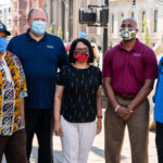 Neeli Bendapudi joins local leaders at a BLM protest.