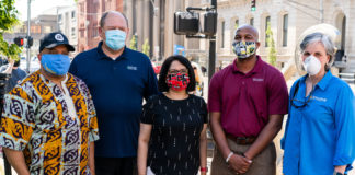 Neeli Bendapudi joins local leaders at a BLM protest.