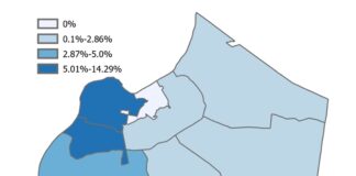 Map 2: Prevalence of COVID-19 in Jefferson County in June 2020.