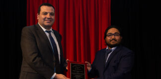 Shah Tarun (right) spent his Speed School co-op working with Dr. Jaimin Trivedi at the UofL School of Medicine, on a couple of projects to protect healthcare workers against COVID-19.