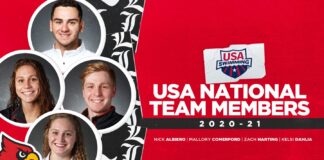 Four of the 115-member USA Swimming National Team roster are UofL Cardinals.