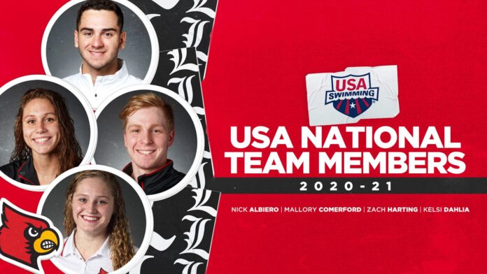 Four of the 115-member USA Swimming National Team roster are UofL Cardinals.