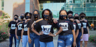 From left to right: Frederik Mendoza Ulken, Gary Jones, Amari Hardin, Madeline Martinez, Kamrin Green, Malyah Spencer, Maya Dotson, Ana Nickel, Nino Owens. Photo by Jenna Leilani Chong Huber.