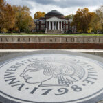 The oval entrance and Grawemeyer Hall at UofL.