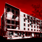 Photo illustration of the New Residence Hall opening in 2021