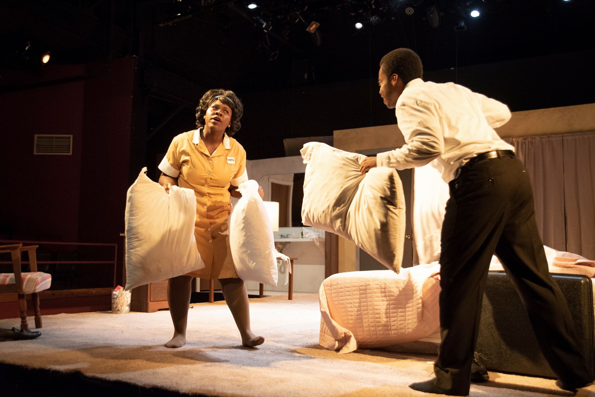 UofL alumni LaShondra Hood and Xavier Harris in The Mountaintop by Katori Hall. The Mountaintop was performed last year on campus and at the 2019 National Black Theatre Festival in Winston Salem, NC.