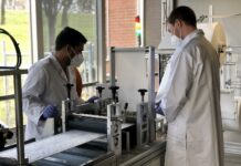 Production of washable, reusable N95-style masks based on technology developed at the University of Louisville