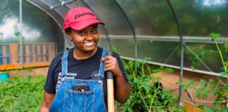 Mariel Gardner in her garden.