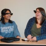 Lekha Devara and Briana Coleman, second-year medical students, wearing smart glasses.