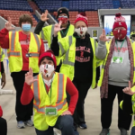 UofL faculty at Broadbent Arena drive-thru vaccination event