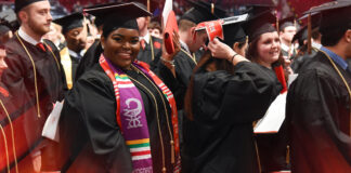 University of Louisville graduates at a commencement ceremony