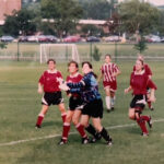 Kathryn Klope vanTonder in action at a UofL women's soccer game in the early 90s.