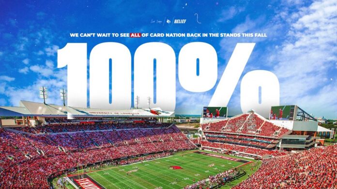 The University of Louisville will return to full capacity this fall in Cardinal Stadium, where the Cardinals will play seven home football games.