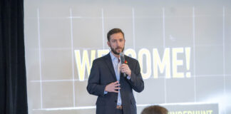 UofL Associate Vice President for Research and Innovation Will Metcalf will lead UofL New Ventures, a new office charged with supporting university research-backed startups. Metcalf is shown at UofL's FounderHunt, an innovative reverse startup pitch competition, in 2019.