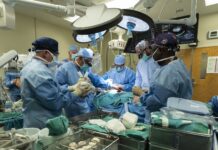 Cardiothoracic surgeons with UofL Health – Jewish Hospital and the University of Louisville performed the world’s first Aeson® bioprosthetic total artificial heart implantation in a female patient on Sept. 14, 2021. Photo by UofL Health.