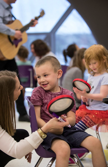 music therapist working with children