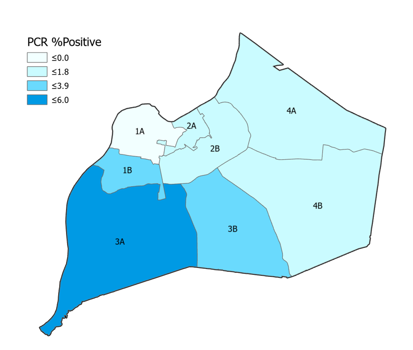 Figure 2 shows the percentage of participants with active COVID-19 infection by zone for the most recent testing round.