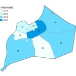 Figure 4 shows the percentage of tested individuals by zone who reported being vaccinated.