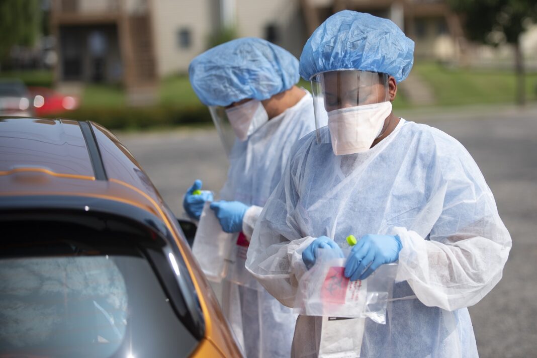 Drive-through testing for the Co-Immunity Project. UofL photo.