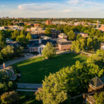Aerial view of UofL's Belknap Campus.