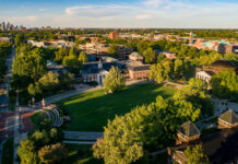 Aerial view of Grawemeyer Hall
