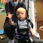 Luke Madson on a specially designed pediatric treadmill
