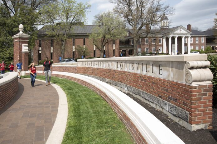 Students walking on campus.