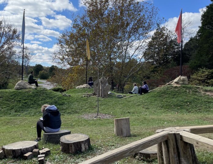 Elementary education students explored the Playcosystem at Bernheim Forest as part of a science methods class