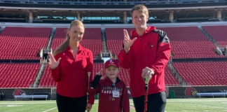 6-year-old Beckham Goodale, middle, will take over for Band Director Amy Acklin Saturday for the annual Marching Together event to spotlight Norton Children's Hospital patients and raiseRED.