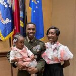 Sgt. First Class Courtland Leamon, center, is a December 2021 graduate of the University of Louisville, where he earned his Master of Arts degree in higher education. Pictured with Courtland are his daughter, Cereniti, and his spouse, Krystle.
