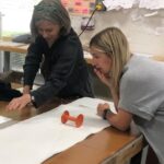 UofL engineering researcher Cindy Harnett, left, with Alli Truttmann of Wicked Sheets