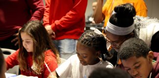 MLK Day of Service, 2019. UofL students worked with children from the Louisville Urban League.