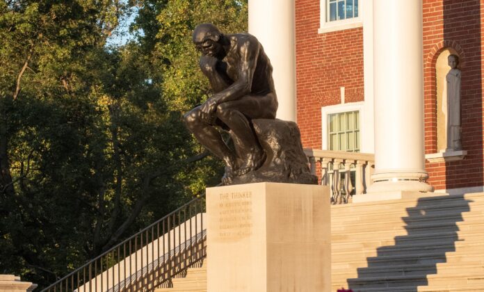 The Thinker at sunset