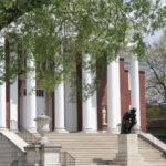 A 1903 cast of “The Thinker” by Auguste Rodin has been a campus landmark at the University of Louisville since 1949. (UofL Photo)