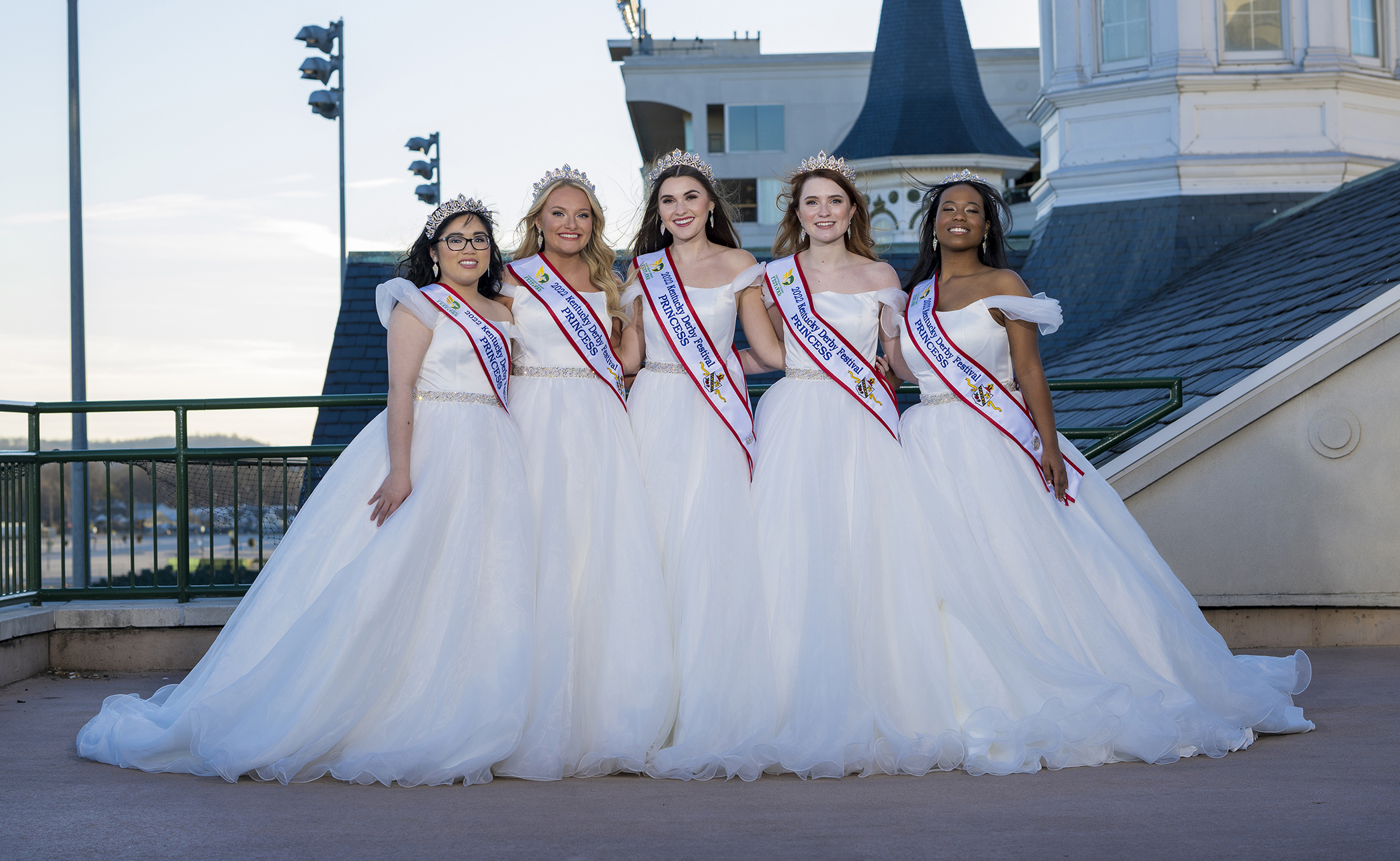 UofL students Nancy Ngo (far left) and Jimi Porter (far right) have been named to the 2022 Kentucky Derby Festival Royal Court.