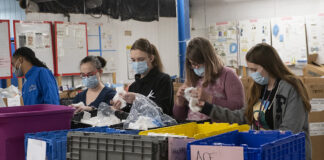 Members from the UofL community organize supplies for Ukraine in partnership with Supplies Overseas (SOS).