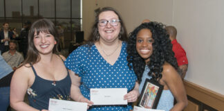 Felicia Wilkins, right, celebrates Match Day 2022 with classmates Sarah Clair Wessel and Rachel Murrin.