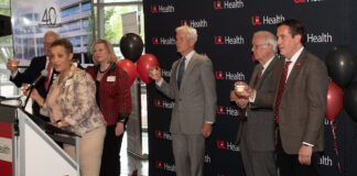 Leaders from UofL and UofL Health celebrated the 40th anniversary of the opening of the Brown Cancer Center