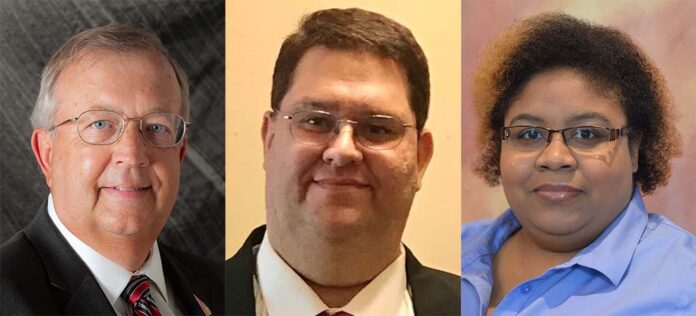 The University of Louisville Staff Senate officers for 2022-23 are, from left, John Smith, chair, Kevin Ledford, vice chair, and Carcyle D. Barrett, secretary-treasurer.