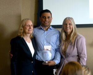 Andrea Behrman, Goutam Singh, recipient of the Susan J. Harkema Pediatric NeuroRecovery Research Award and Susan Harkema. Photo courtesy CJ Levy.