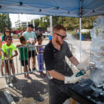 A maker demonstrates ice sculpture at Maker Faire 2019