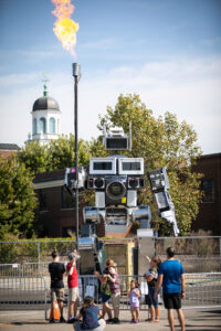 A giant flame-wielding robot at Maker Faire 2019