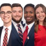 UofL's 2022-23 SGA officers, from left: Alex Reynolds, Bryson Sebastion, Dorian Brown and Katie Hayden.