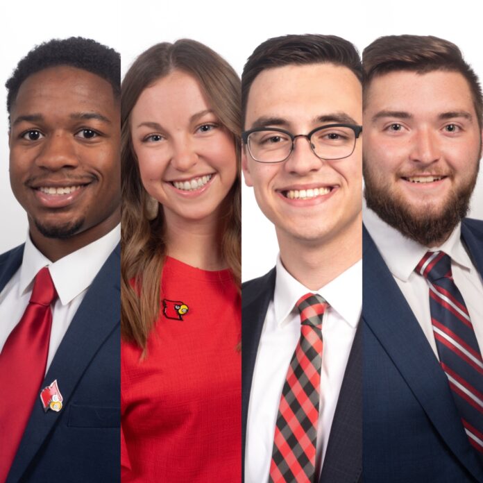 The 2022-23 SGA Top Four, from left, Dorian Brown, Katie Hayden, Alex Reynolds, Bryson Sebastion